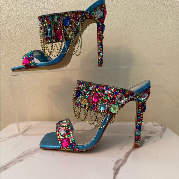 Azalea Wang Envie Multi Color Mule Stilettos, NWOB, Size 6-1/2. - Picture 2 of 12